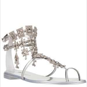 New In Box Giuseppe Zanotti Amira Charm-embellished Sandals, 37.5/7.5, Rare